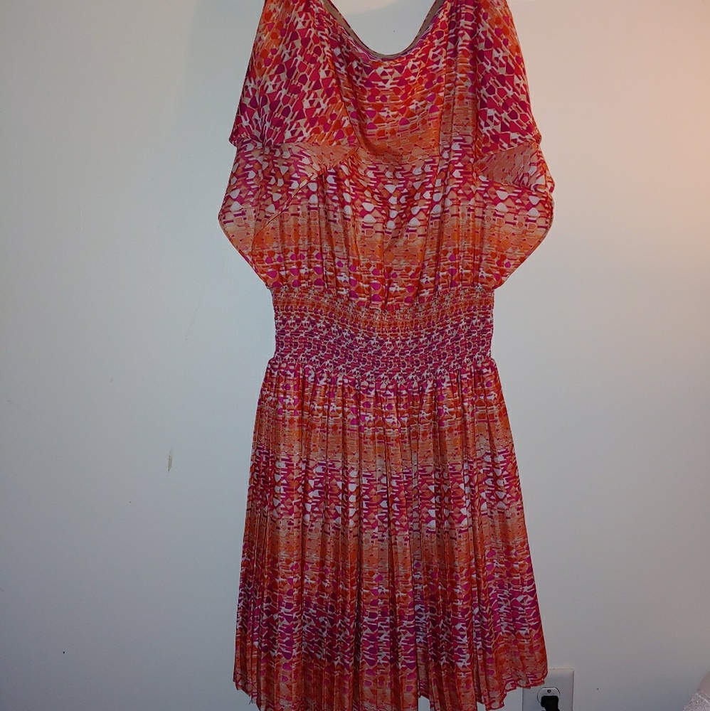 Cold shoulder colorful dress